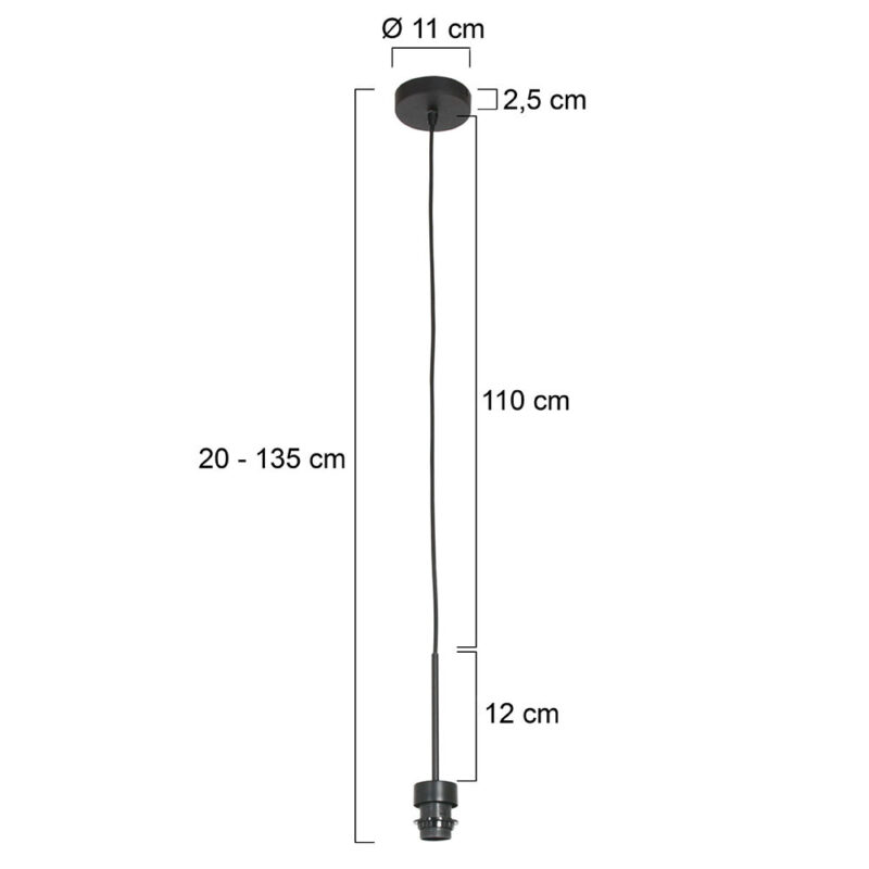 Zwarte hanglamp - pendel Sparkled Light 3602ZW zonder kap - Afbeelding 6