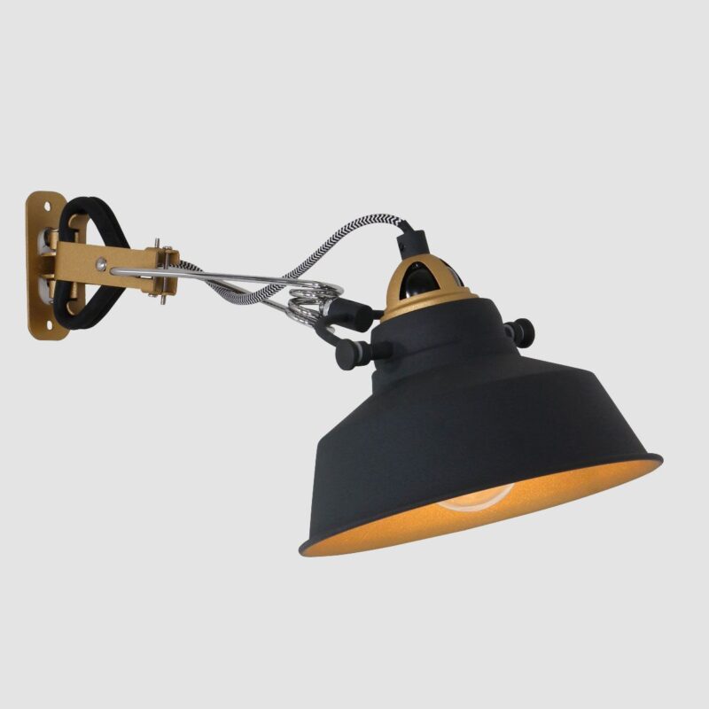 Zwarte klemlamp / wandlamp Nove 1320ZW met E27 fitting en schakelaar - Afbeelding 15