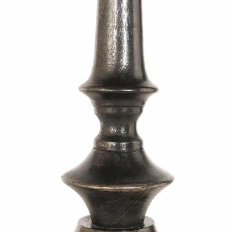 Zwarte lampenvoet Bois 3765ZW met naturel zwart bamboe lampenkap - Afbeelding 5