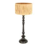 Zwarte lampenvoet Bois 3766ZW met naturel gras lampenkap