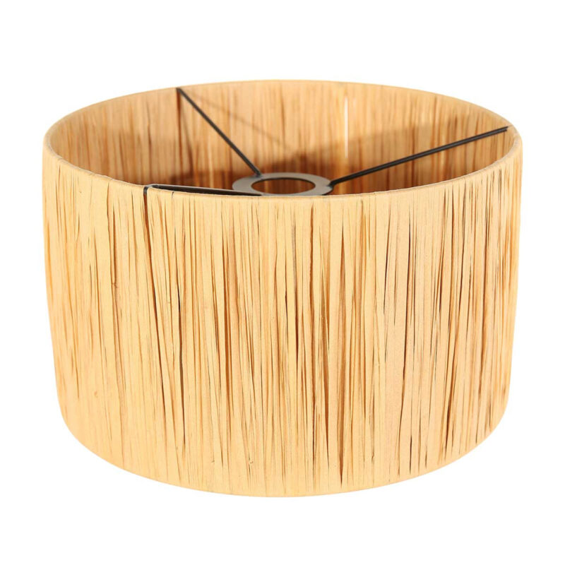 Zwarte lampenvoet Bois 3766ZW met naturel gras lampenkap - Afbeelding 5