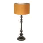 Zwarte lampenvoet Bois 3768ZW met goudkleurige velours lampenkap