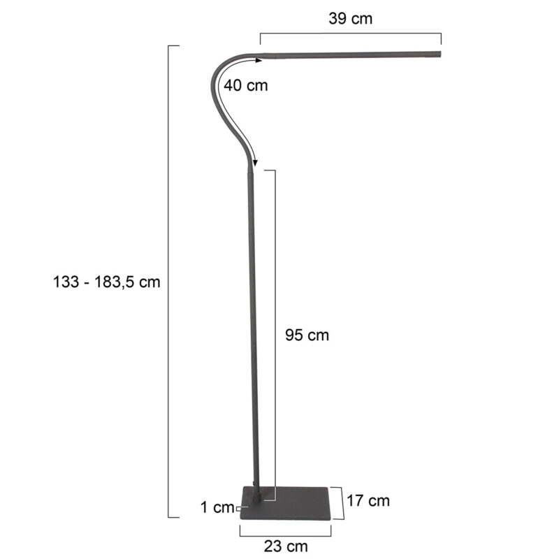 Zwarte leeslamp Serpent 3115ZW met dimmer en flexsibele arm - Afbeelding 6