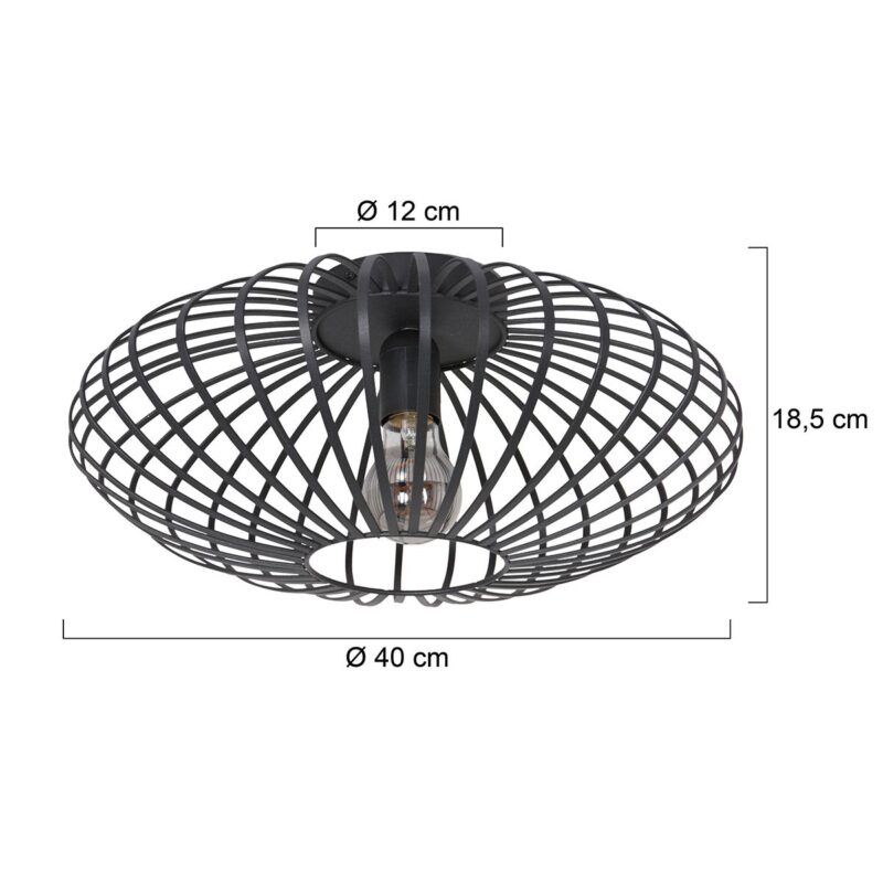 Zwarte plafondlamp Dunbar 3097ZW Ø40cm E27 fitting - Afbeelding 7