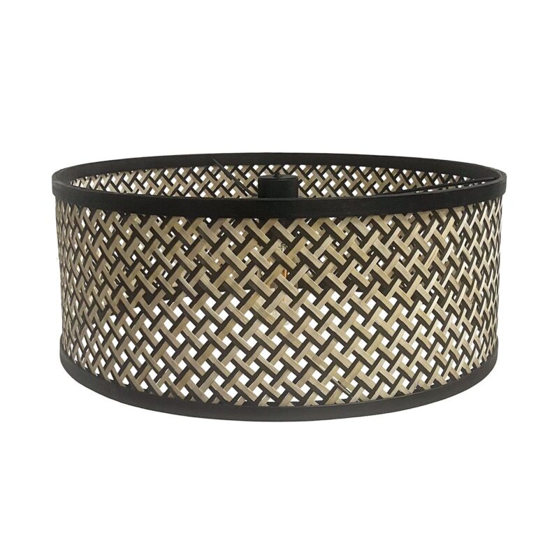 Zwarte staande lamp Stang 3845ZW met E27 fitting en naturel met zwart bamboe kap - Afbeelding 5