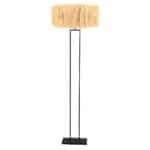 Zwarte staande lamp Stang 3846ZW met E27 fitting en naturelkleurige gras kap