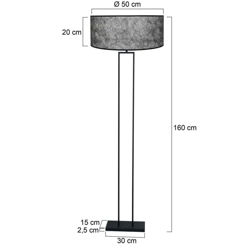 Zwarte staande lamp Stang 3849ZW met E27 fitting en zwart Sizoflor kap - Afbeelding 6