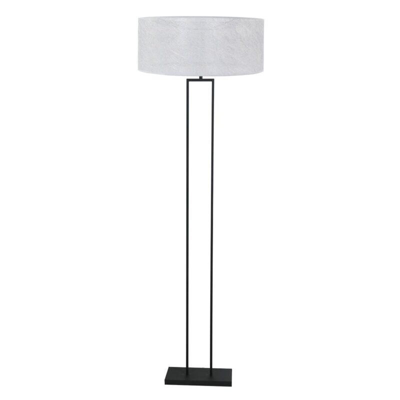 Zwarte staande lamp Stang 3850ZW met E27 fitting en zilveren Sizoflor kap - Afbeelding 2