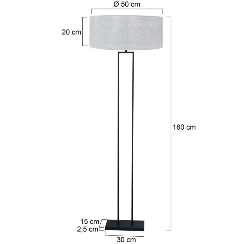 Zwarte staande lamp Stang 3850ZW met E27 fitting en zilveren Sizoflor kap - Afbeelding 6
