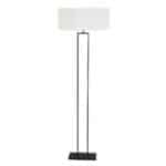 Zwarte staande lamp Stang 3851ZW met E27 fitting en wit grof linnen kap