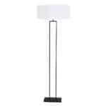 Zwarte staandelamp Stang 3844ZW met E27 fitting en wit linnen kap