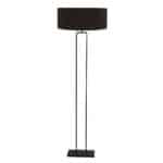 Zwarte staandelamp Stang 3962ZW met E27 fitting en zwart linnen kap met gouden binnenkant
