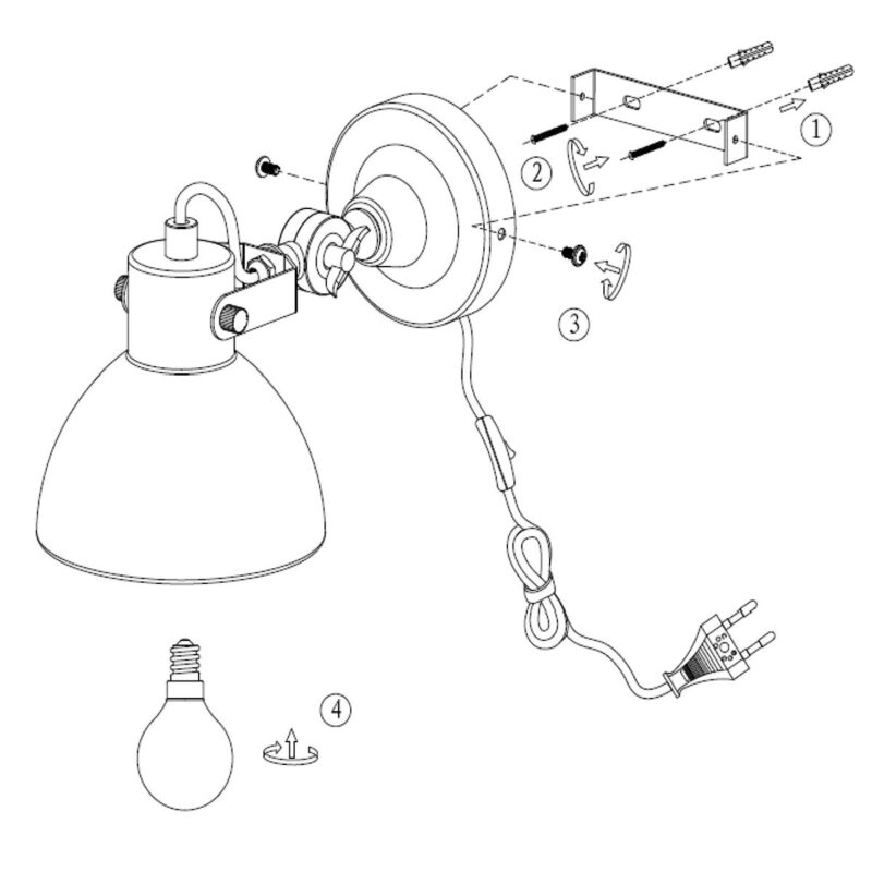 Zwarte stoere wandlamp Cera 7647ZW met kleine fitting E14 - Afbeelding 10