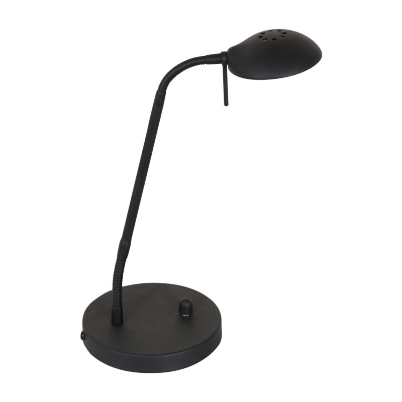 Zwarte tafellamp Biron 1 lichts 7502ZW met draai dimmer 2700 Kelvin - Afbeelding 2