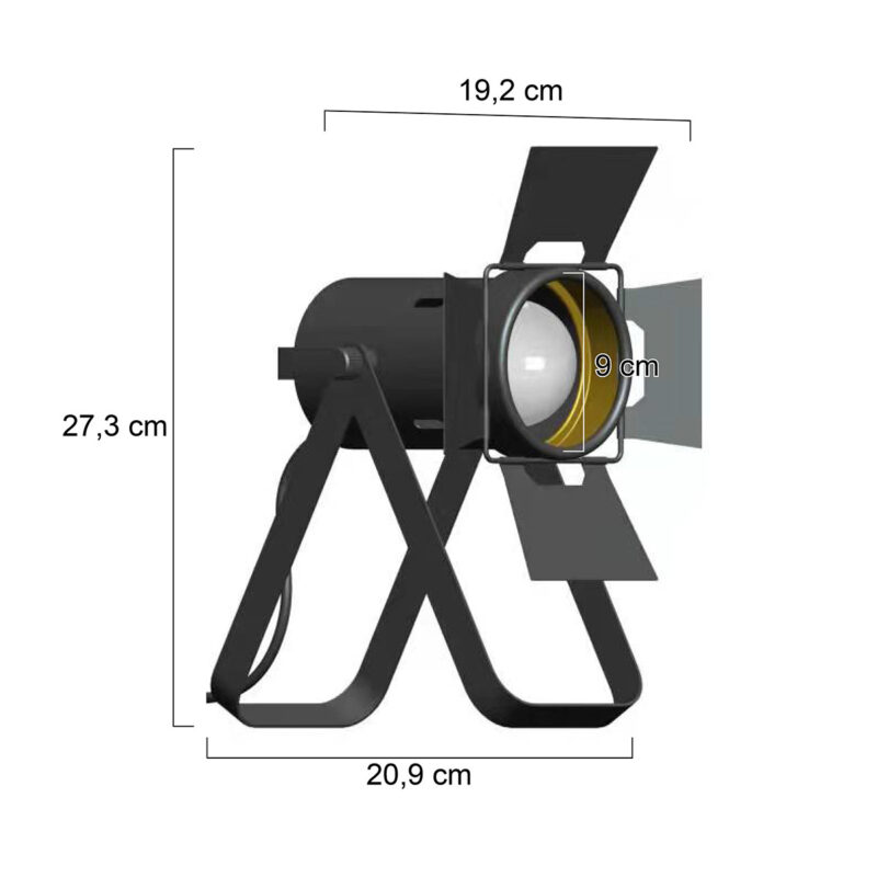 Zwarte tafellamp Carree 3380ZW met grote E27 fitting - Afbeelding 6