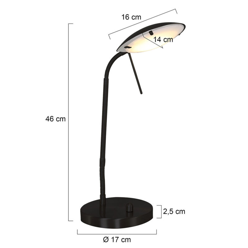 Zwarte tafellamp Eloi 1315ZW met draai dimmer - Afbeelding 7