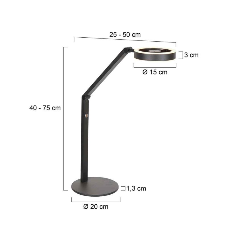 Zwarte tafellamp Ringlux 4139ZW 1000 Lumen - Afbeelding 7