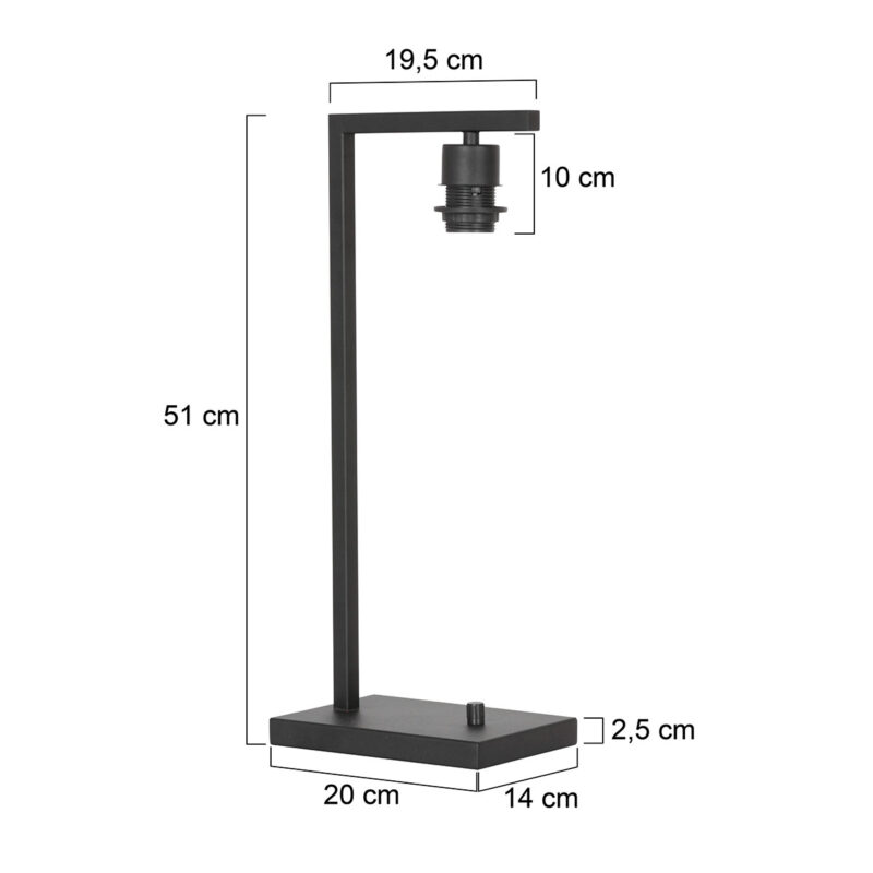 Zwarte tafellamp Stang 3332ZW zonder kap - Afbeelding 6