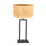 Zwarte tafellamp Stang 3704ZW met draai schakelaar en naturel gras kap