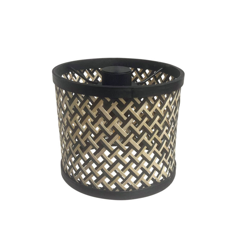 Zwarte tafellamp Stang 3707ZW met draai schakelaar en naturel met zwart bamboe kap - Afbeelding 6