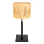 Zwarte tafellamp Stang 3708ZW met draai schakelaar en naturel gras kap
