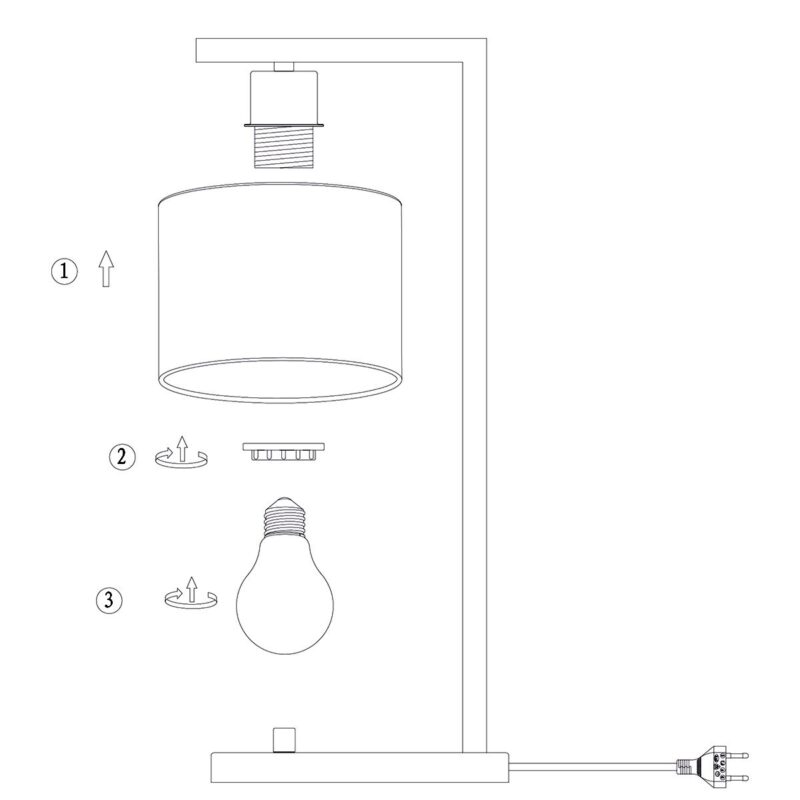 Zwarte tafellamp Stang 3715ZW met naturel / zwart bamboe kap - Afbeelding 8