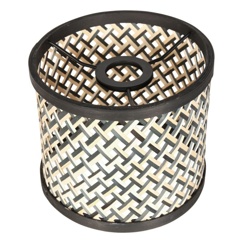Zwarte tafellamp Stang 3715ZW met naturel / zwart bamboe kap - Afbeelding 5