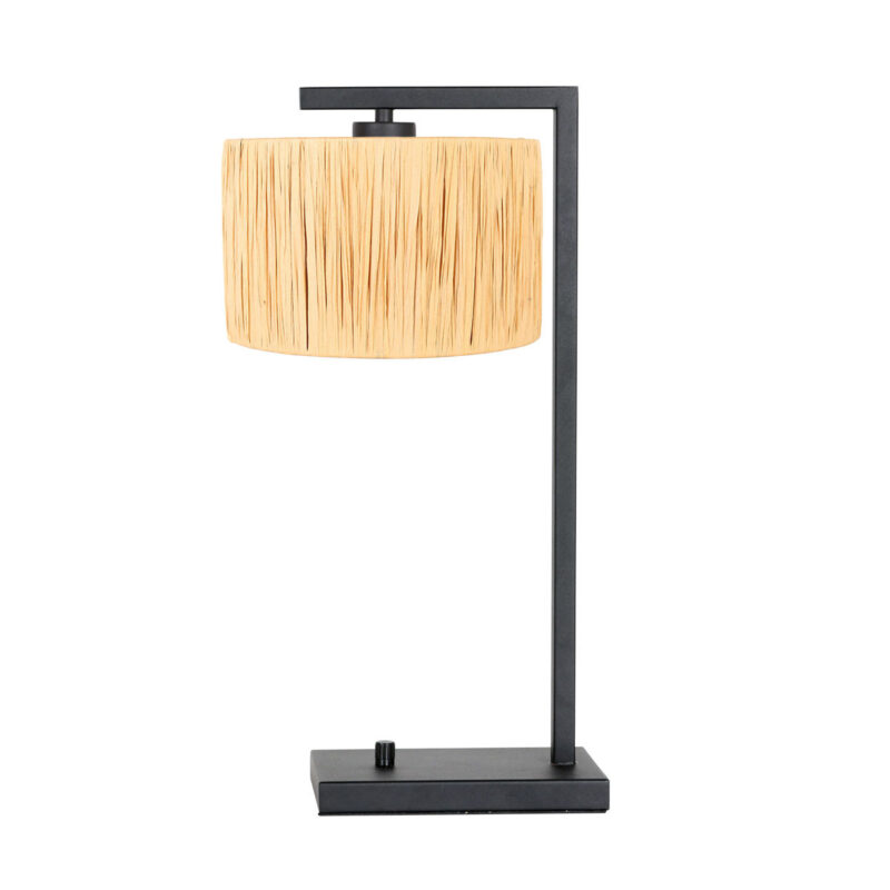 Zwarte tafellamp Stang 3716ZW met naturel gras kap - Afbeelding 2
