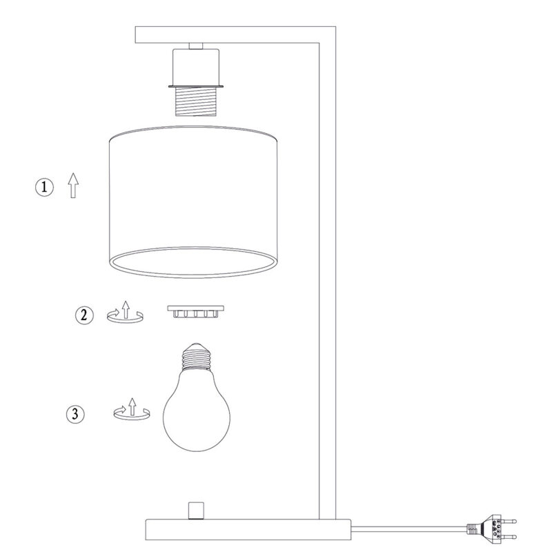 Zwarte tafellamp Stang 3716ZW met naturel gras kap - Afbeelding 9
