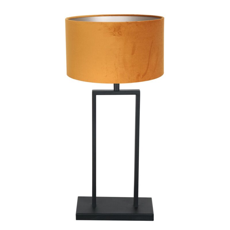 Lámpara de mesa negra Stang 3859ZW con casquillo E27 y pantalla de terciopelo dorado - Imagen 2