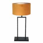 Zwarte tafellamp Stang 3859ZW met E27 fitting en goud velours stoffen kap