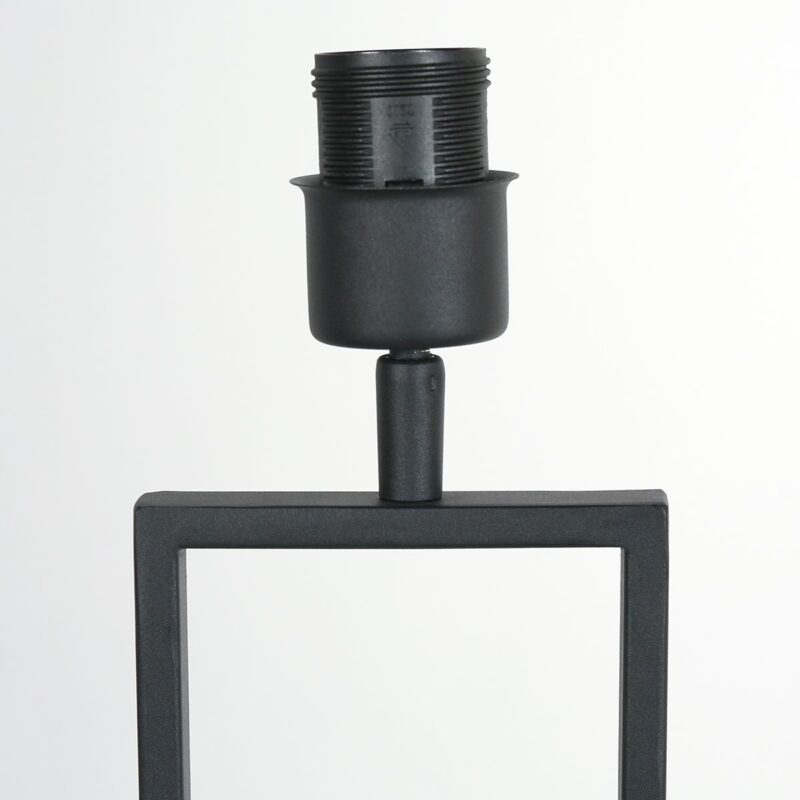Zwarte tafellamp Stang 3861ZW met E27 fitting en grijs linnen kap - Afbeelding 4