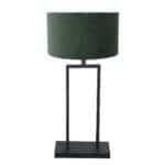 Zwarte tafellamp Stang 3862ZW met E27 fitting en groene velours stoffen kap Greenwave