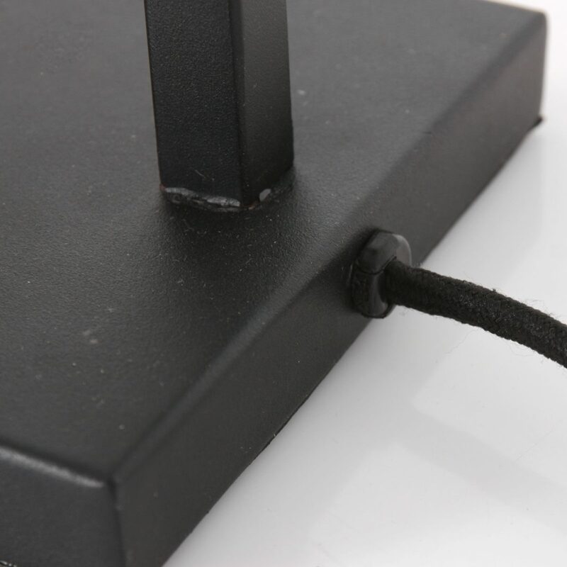 Lámpara de mesa negra Stanchion 7120ZW con pantalla de lino grueso blanco - Imagen 4