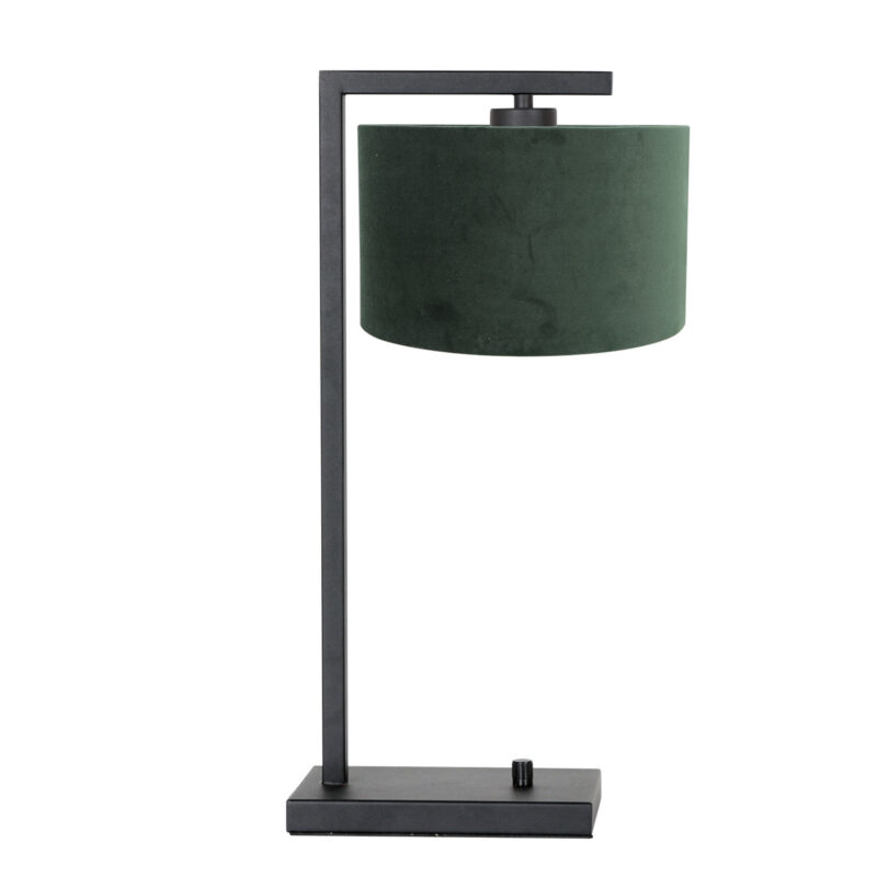 Sort bordlampe Stang 7121ZW med grøn fløjlsskærm