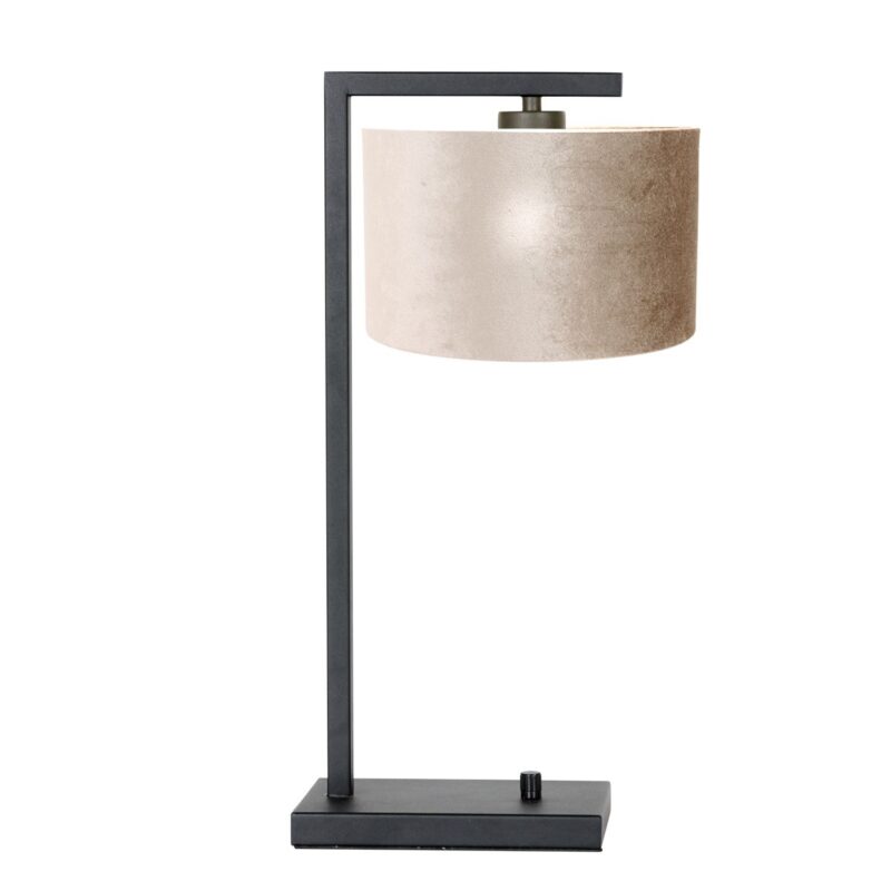 Zwarte tafellamp Stang 7122ZW met grijs velours kap - Afbeelding 2