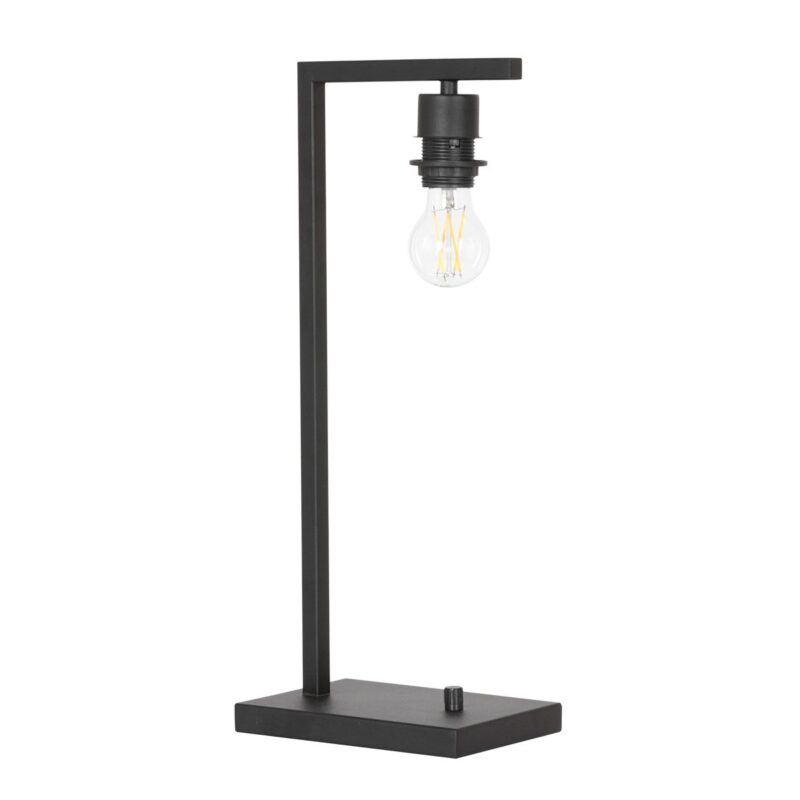 Zwarte tafellamp Stang 7122ZW met grijs velours kap - Afbeelding 3