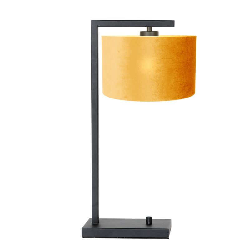 Lámpara de mesa negra Stang 7123ZW con pantalla de terciopelo dorado - Imagen 2