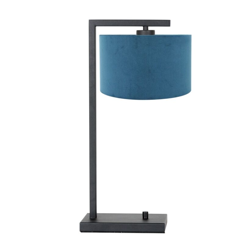 Sort bordlampe Stang 7124ZW med blå fløjlsskærm