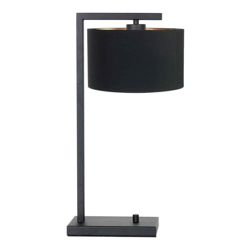 Zwarte tafellamp Stang 7195ZW met zwart linnen kap - Afbeelding 2