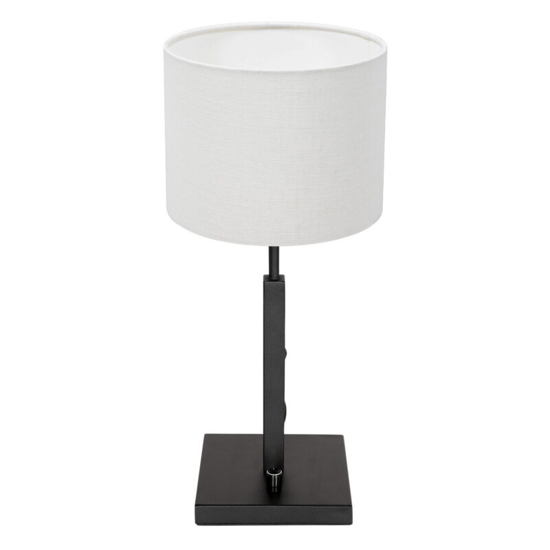 Lámpara de mesa negra Stan 8161zZW con interruptor giratorio y pantalla de lino grueso blanco - Imagen 2