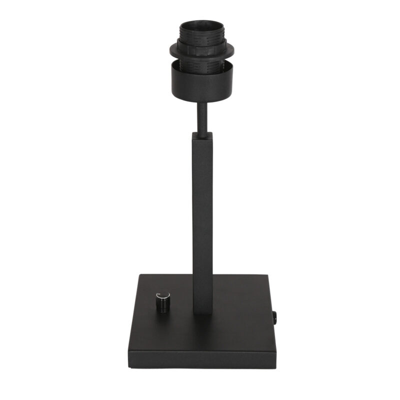Zwarte tafellamp Stang 8163ZW met draai schakelaar en grijs velours stof kap - Afbeelding 3