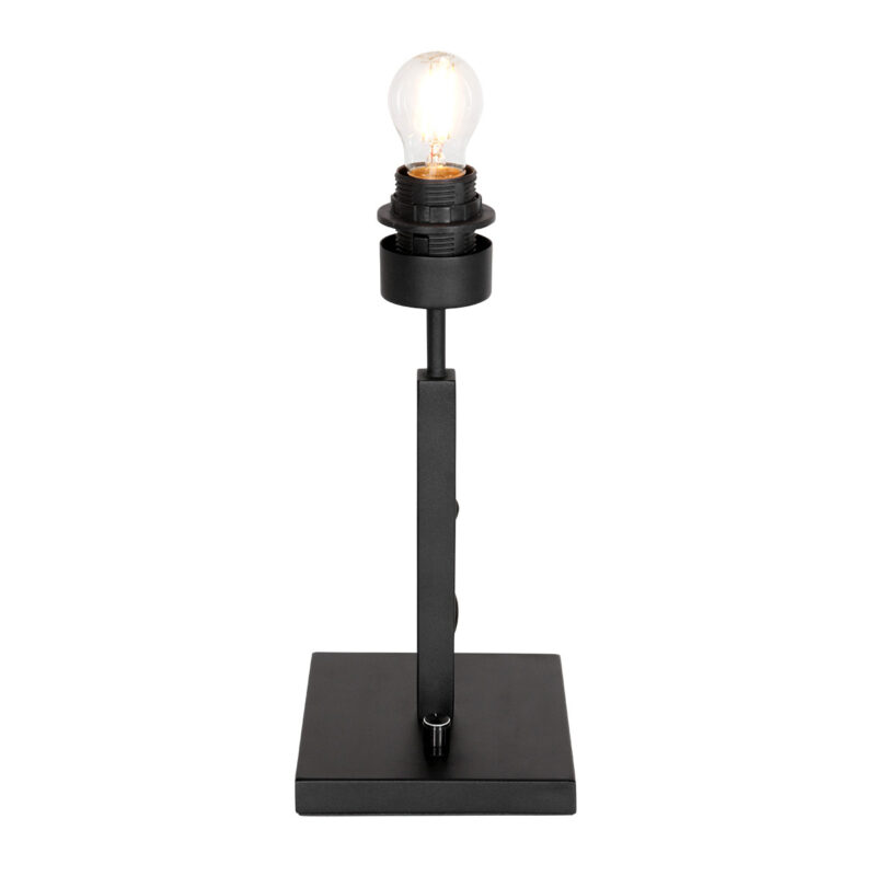 Zwarte tafellamp Stang 8164ZW met draai schakelaar en goud velours stof kap - Afbeelding 8
