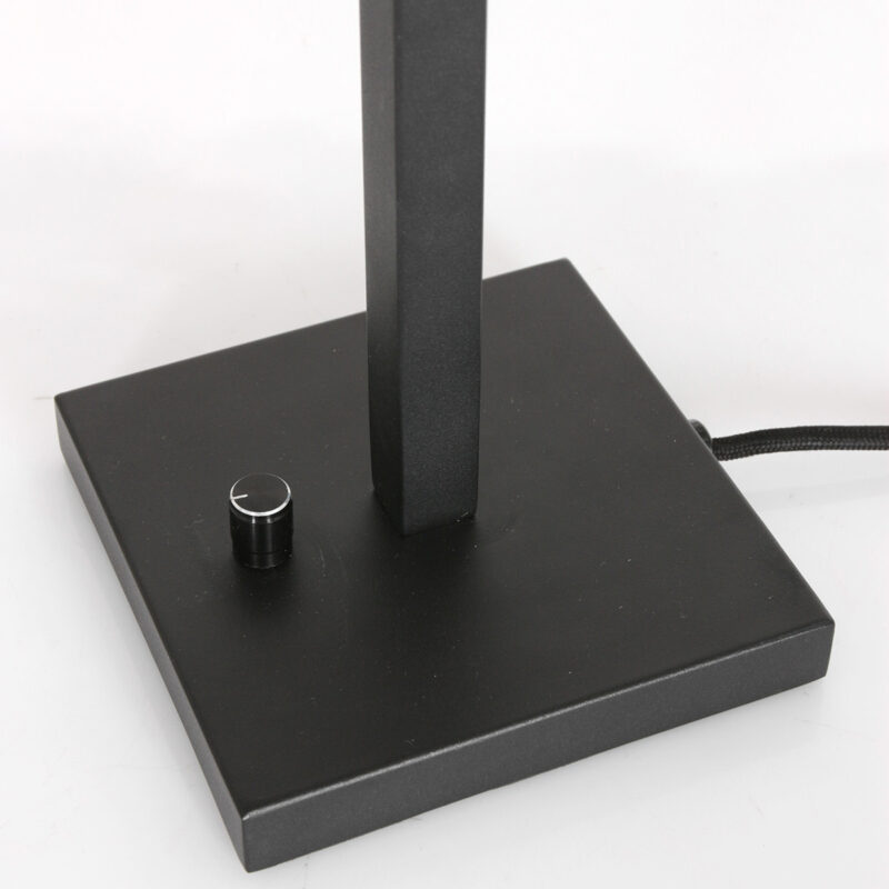 Zwarte tafellamp Stang 8164ZW met draai schakelaar en goud velours stof kap - Afbeelding 4