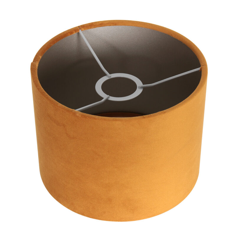 Zwarte tafellamp Stang 8164ZW met draai schakelaar en goud velours stof kap - Afbeelding 5
