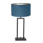 Zwarte tafellamp Stang 8215ZW met draai schakelaar en blauw velours kap