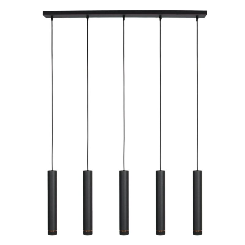 Zwarte vijflichts Hanglamp DownLume 4216ZW met GU10 fitting