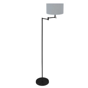 Zwarte vloerlamp Bella 3839ZW met blauw linnen lampenkap