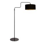 Zwarte vloerlamp Bloeba 4161ZW met zwart goud linnen kap