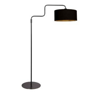Zwarte vloerlamp Bloeba 4161ZW met zwart goud linnen kap